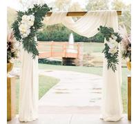 DeZerlor Ivory Wedding Arch Draping Fabric 2 Panels 29" x 20 FT White Drapes for Backdrop Sheer Curtains Wedding Drapes for Romantic Bridal Baby Shower Ceremony Birthday Party Spring Outdoor Events