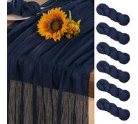 DeZerlor Navy Blue Cheesecloth Table Runner 6 Pack Fall Table Runners Boho Gauze 120 Inches Navy Cheese Cloth Fall Table Decorations for Thanksgiving Wedding Bridal Baby Shower Party Christmas Dinner