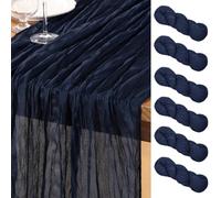 DeZerlor Navy Blue Cheesecloth Table Runner 6 Pack Summer Table Runners Boho Gauze 120 Inches Cheese Cloth Table Decor for Wedding Bridal Baby Shower Parties
