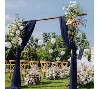 DeZerlor Navy Blue Chiffon Outdoor Sheer Curtain for Patio, 1 Panel, 29x240 inches, Boho Romantic, Wedding, Party Decor