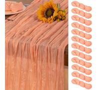 DeZerlor Peach Cheesecloth Table Runner 12 Pack Spring Easter Table Runners Boho Gauze 120 Inches Cheese Cloth Table Decor for Wedding Bridal Baby Shower Parties