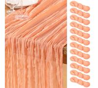 DeZerlor Peach Cheesecloth Table Runner 12 Pack Summer Table Runners Boho Gauze 120 Inches Cheese Cloth Table Decor for Wedding Bridal Baby Shower Parties