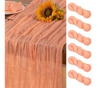 DeZerlor Peach Cheesecloth Table Runner 6 Pack Spring Easter Table Runners Boho Gauze 120 Inches Cheese Cloth Table Decor for Wedding Bridal Baby Shower Parties