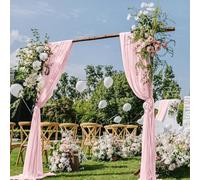 DeZerlor Pink Wedding Arch Draping Fabric 29" x 20 FT Blush Drapes for Backdrop Sheer Curtains Wedding Drapes for Romantic Bridal Baby Shower Decorations Ceremony Birthday Party Fall Outdoor Events