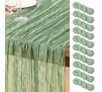 DeZerlor Sage Green Cheesecloth Table Runner 10 Pack Summer Table Runners Boho Gauze 120 Inches Cheese Cloth Table Decor for Wedding Bridal Baby Shower Parties