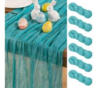 DeZerlor Teal Green Cheesecloth Table Runner 6 Pack Spring Easter Table Runners Boho Gauze 120 Inches Turquoise Cheese Cloth Table Decor for Wedding Bridal Baby Shower Parties