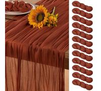 DeZerlor Terracotta Cheesecloth Table Runner 12 Pack Fall Burnt Orange Cheese Cloth Table Runners 120 Inches Rust Thanksgiving Fall Table Decorations for Friendsgiving Wedding Bridal Baby Shower Party