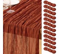 DeZerlor Terracotta Cheesecloth Table Runner Burnt Orange 12 Pack Spring Easter Table Runners 120 Inches Rust Cheese Cloth Table Decor for Wedding Bridal Baby Shower Parties