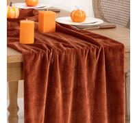 DeZerlor Terracotta Velvet Table Runner 3 Pack Fall Thanksgiving Burnt Orange Table Runners 20 x 120 Inch Luxurious Elegant Velvet Fabric Rust Red Decor for Christmas Dinner Wedding Bridal Baby Shower