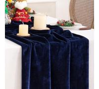 DeZerlor Velvet Table Runner Christmas Table Runner 20 x 120 Inch Luxurious Elegant Velvet Fabric Table Decorations for Xmas Dinner Holiday Wedding Bridal Baby Shower, Navy Blue