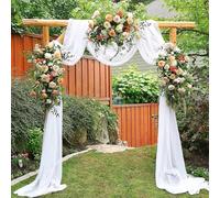 DeZerlor Wedding Arch Draping Fabric 29" x 20 FT Drapes for Backdrop Sheer Curtains for Romantic Bridal Baby Shower Decorations Ceremony Birthday Party Spring Outdoor Events,White (4 Panels)