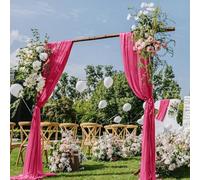 DeZerlor Wedding Arch Draping Fabric 29" x 20 FT Drapes for Backdrop Sheer Curtains for Romantic Bridal Baby Shower Decorations Ceremony Birthday Party Spring Outdoor Events, Hot Pink
