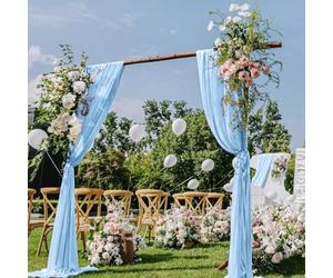 DeZerlor Wedding Arch Draping Fabric 29" x 20 FT Drapes for Backdrop Sheer Curtains for Romantic Bridal Baby Shower Decorations Ceremony Birthday Party Spring Outdoor Events, Baby Blue