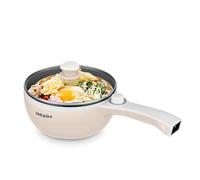 DEZIN Electric Cooker Upgraded, Non-Stick Sauté Pan, 1.5L Mini Electric Fondue Pot for Cheese, Stir Fry, Roast, Steam with Power Adjustment, Perfect for Ramen, Steak (Egg Rack Included)