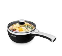 DEZIN Electric Cooker Upgraded, Non-Stick Sauté Pan, 1.5L Mini Electric Fondue Pot for Cheese, Stir Fry, Roast, Steam with Power Adjustment, Perfect for Ramen, Steak (Egg Rack Included)
