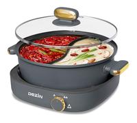 Dezin Hot Pot Electric with Divider, 4L Electric Shabu Shabu with Dual-Flavor Pot,3.7" Depth Nonstick Dual Side with Multi-Power Control for Party, Family and Friend Gathering