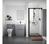 Dezine 6mm Matt Black 800 X 800mm Pivot Door Shower Enclosure