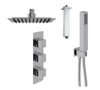 Dezine Cubo Concealed Shower Kit With Handset And Ceiling Mounted Rain Head, Chrome