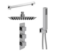 Dezine Cubo Concealed Shower Kit With Handset And Wall Mounted Rain Head, Chrome
