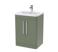Dezine Nile 600mm 2 Door Satin Green Floor Standing Vanity Unit