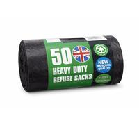 Dezpo 50 Pack Strong Heavy Duty Refuse Sacks - Recyclable Bin Bags, Leak Resistant, Eco-Friendly, Durable Waste Disposal Bags For Large Kitchen Bins, Pedal Bins, Household, 70 litres