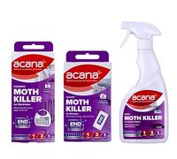 Dezpo | Acana Moth Protection Set - Lavender Fragrance, Natural Oils | 4 Hanging Moth Killers | 20 Sachets | 500ml Carpet & Fabric Freshener | Long-Lasting Clothing & Bedding Protection