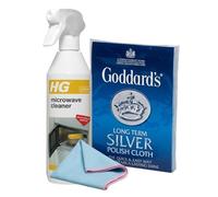 Dezpo Kitchen & Silver Cleaning Bundle made with HG Microwave Cleaner 500ml + Goddard's Silver Polish Cloth