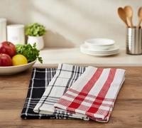 Dezpo Premium Cotton Tea Towels | 100% Cotton Super Absorbent 45x75cm | Classic Check Kitchen Dish Cloths (12, Mixed Collection)