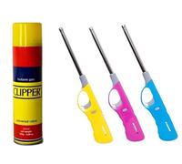 Dezpo x3 Refillable BBQ Lighter with Clipper Gas - Versatile Flame Ignition for Kitchen, Barbecue, Candles, Camping, Cooking, BBQs, and Fireworks - Set of 3