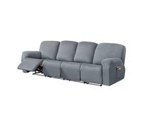 DEZYPZAM Recliner Chair Covers 1/2/3/4 Seater, Stretch Armchair Slipcovers for Recliner Sofa Covers, Spandex Electric Reclining Chair Slipcover Protector (Light Gray,4 Seater)