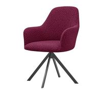 DEZYPZAM Stretch Curved Back Chair Covers with Armrest, Stretch Curved Back Armchairs Slipcovers, Protector for Dining Room, Office and Kitchen (Wine Red,6 Pieces)