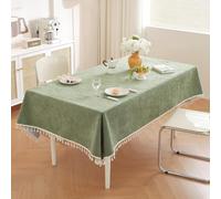 DEZYPZAM Tablecloths for Rectangle Tables, Rectangular Wipe Clean Table Cloth, Chenille Tablecloth Non-Slip, for Dining Rooms, Kitchens, Living Rooms,Gardens (Green,140x140cm)