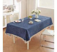 DEZYPZAM Tablecloths for Rectangle Tables, Rectangular Wipe Clean Table Cloth, Chenille Tablecloth Non-Slip, for Dining Rooms, Kitchens, Living Rooms,Gardens (Navy Blue,80x120cm)