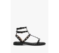 DF By DANIEL Cuboid Black Studded Gladiator Sandals Size: 40, Colour: