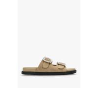 DF By DANIEL Yazzy Taupe Suedette Jewel Buckle Mule Size: 41, Colour: