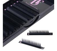 DF Cat Eye Lash Extension Volume Eyelash Extensions 0.07 LC Curl 7-12mm Mixed Tray Fox Individual Eyelashes with 25 Tilted Sides Soft Matte Black Classic Single Lashes
