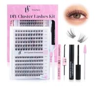 DF touchjoy Lash Clusters Kit 138PCS 10-16mm DIY Eyelash Extension Kit with Natural Cluster Lashes, Bond and Seal and Remover Soft Volume Individual Lashes Self-application at Home
