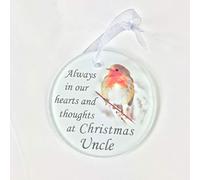 DF Uncle Robin Glass Christmas Tree Hanging Plaque/Decoration Memorial Xmas Tribute