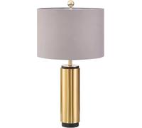 DFAEEKIYO American Simple Bedside, Modern Table Lamp Fabric Shade Metal Plating E27 Bulb Bedroom Golden Cylindrical