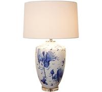DFAEEKIYO Desk Lamp Chinese Style Table Lamps Ceramics Bedside with Fabric Lampshade Concise Nightstand for Home Office Cafe