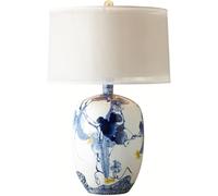 DFAEEKIYO Desk Lamp Retro Table Lamps Ceramics Bedside with Fabric Lampshade Chinese Style Nightstand for Home Office Cafe Study