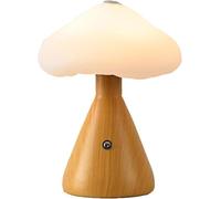 DFAEEKIYO Modern Mushroom 3 Color Table Lamp, Stepless Touch Control Bedside Night Light, Cute Decor Bedroom Nursery(Wood Color)