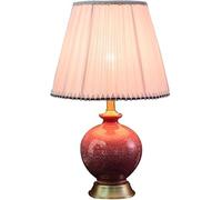 DFAEEKIYO New Chinese Creative Ceramic Desk Lamp Cozy Eye Protection Handmade Fabric Light Bedroom Bedside Study Room