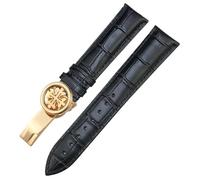 DFAMIN 19mm 20mm 21mm 22mm Real Leather Watch Strap，For Patek Philippe AQUANAUT PP 5167A Cowhide Watchband Butterfly Buckle(Black black rose,21mm)