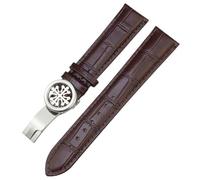 DFAMIN 19mm 20mm 21mm 22mm Real Leather Watch Strap，For Patek Philippe AQUANAUT PP 5167A Cowhide Watchband Butterfly Buckle(Brown brown silver,21mm)