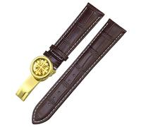 DFAMIN 19mm 20mm 21mm 22mm Real Leather Watch Strap，For Patek Philippe AQUANAUT PP 5167A Cowhide Watchband Butterfly Buckle(Brown white gold,20mm)