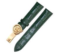 DFAMIN 19mm 20mm 21mm 22mm Real Leather Watch Strap，For Patek Philippe AQUANAUT PP 5167A Cowhide Watchband Butterfly Buckle(Green rose,21mm)
