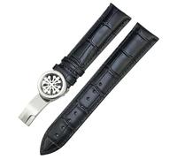 DFAMIN 19mm 20mm 21mm 22mm Real Leather Watch Strap，For Patek Philippe AQUANAUT PP 5167A Cowhide Watchband Butterfly Buckle(Black black silver,22mm)