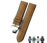 DFAMIN 20mm 21mm 22mm Leather Watch Strap Black Brown Watch Bands For Rolex For Omega Seamaster 300 For Hamilton For Seiko For IWC For Tissot Bracelet(Crazy horse silver,22mm)