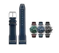 DFAMIN 20mm 21mm Italy Genuine Leather Watchband For IWC Big PILOT Spitfire Watch Cowhide Black brown blue Man Wristband(Blue gold buckle,20mm)